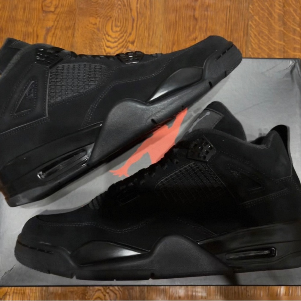 😎Jordan Air Jordan 4 Retro Black Cat 2025 Men's Black